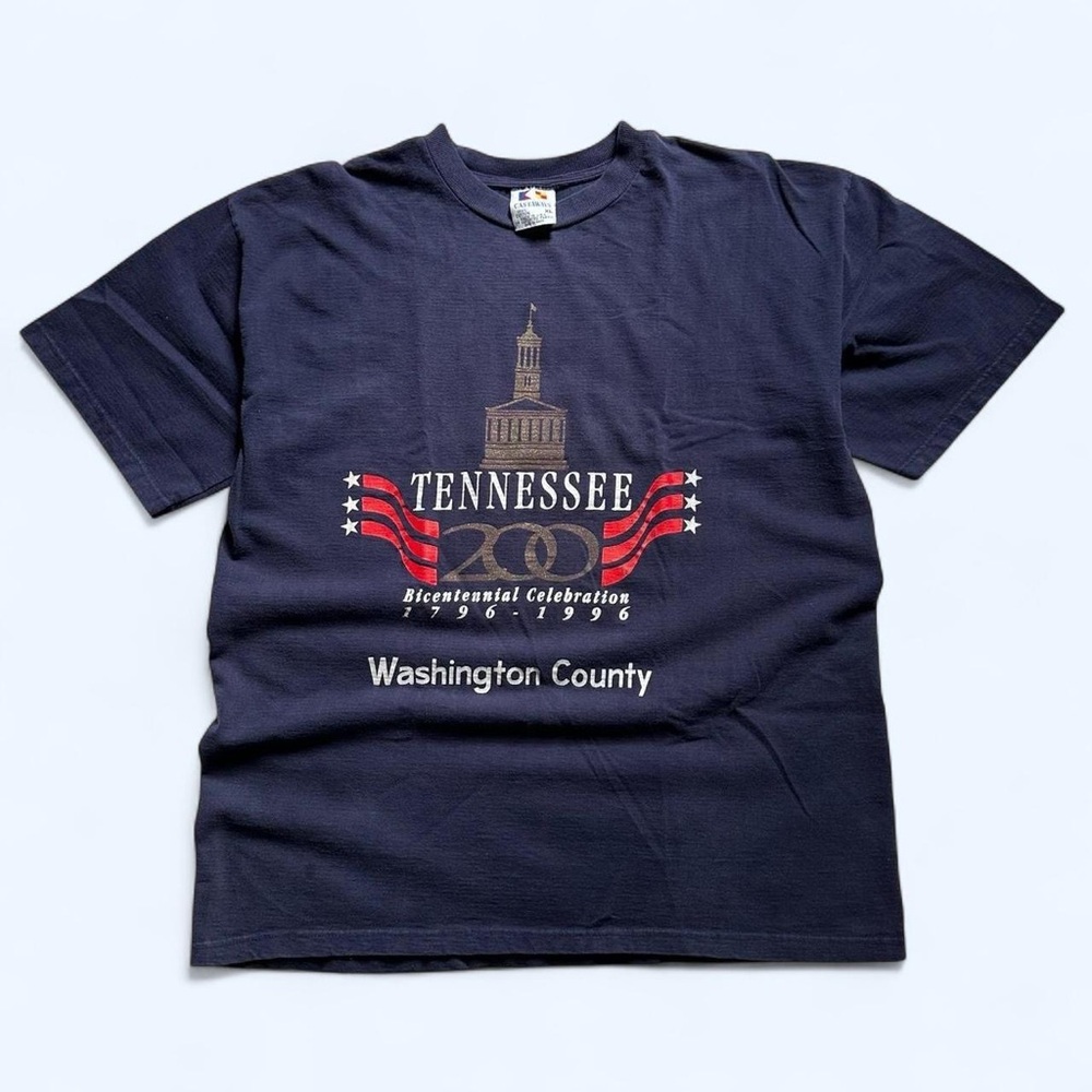 Vintage 1990s Navy Blue Washington County Tennessee graphic T-Shirt XL